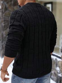 Manfinity Homme Men's Solid Color Crew Neck Long Sleeve Casual Sweater, Autumn/Winter