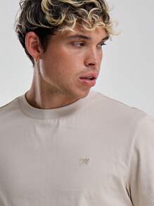 Musero Short Sleeve Crew Neck Basic Long Line Fitted Tshirt Top Spring Summer Essentials Basics Capsule Wardrobe - Apricot - View 4