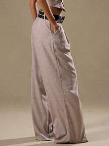 MUSERA Double Belt Tailored Trousers Old Money - Khaki - View 5