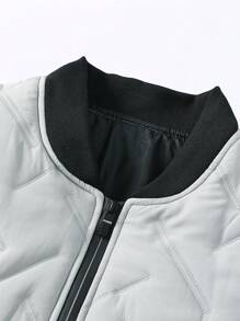 Manfinity Homme Men Zip Up Quilted Bomber Padded Coat - Grey - View 3