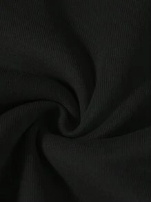 INAWLY 休闲蝙蝠与字母印花羊毛连帽卫衣，秋冬 - 黑色 - 查看 5