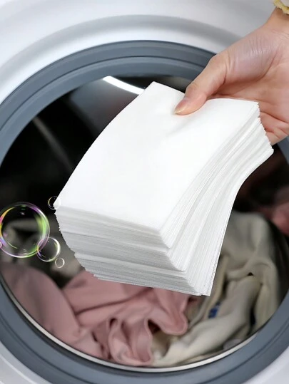 50PCS/Box Laundry Color Absorbing Paper Prevent Color Transfer Fading Keep Original Color For Home Dormitory Washing Machine