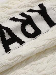 FRIFUL Women Letter Pattern Drop Shoulder Oversized Sweater, Casual Autumn/Winter