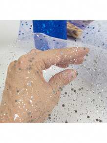 SHEIN 1PC Ruy băng vải tuyn cát lún màu be rộng 15cm/5cm, Cuộn ruy băng vải tuyn bóng, Thích hợp cho đồ thủ công DIY, Đám cưới, Sinh nhật, Tiệc tùng, Nướng bánh, Bó hoa, Gói quà, Ruy băng nơ trang trí quà tặng - Màu be - Xem 9