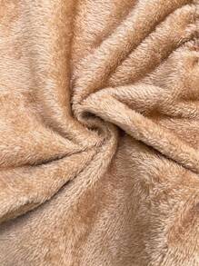 SHEIN Essnce 大码女装秋冬时尚休闲宽松大码保暖绿色腰长袖高领中长外套，冬季女装，曲线装，高领女式夹克，感恩节 - 卡其色 - 查看 7