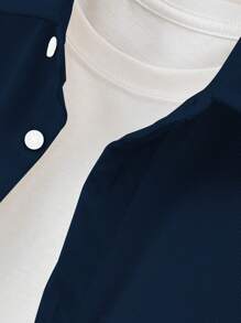 Manfinity Hypemode 1 件男士休闲纯色长袖衬衫，适合秋季穿着