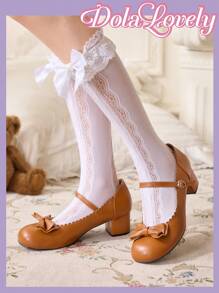 Dola Lovely 女士金属装饰简约蝴蝶结尖头高跟鞋 - 黃色 - 查看 8