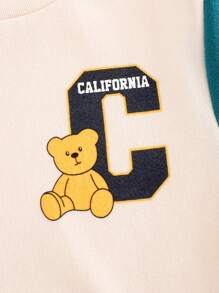 Cozy Pixies Baby Boy Cartoon Bear Pattern Contrast Color Soft Knitted Crew Neck Long Sleeve Pullover - Multicolor - View 6