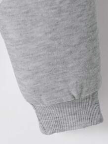 2 件装女婴时尚字母印花休闲加厚连帽衫和裤子套装，秋冬 - 灰色 - 查看 8