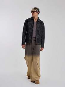 Musero Mens Dipped Acid Wash Wide Leg Jeans Slanted Cargo Style Trouser Bottoms Denim Pants SPRING SUMMER Essentials - Multicolor - View 1