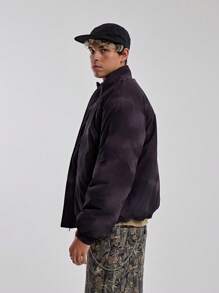 Musero Hoodless Puffer Acid Wash Style Cuffed Sleeves Zip Through Jacket Hidden Placket Collared Coat SPRING SUMMER Essentials - Multicolor - View 2