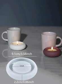 2PCS 3.5Inch Round Silicone Mold DIY Candle Holder Cement Tea Wax Cup Gypsum Terrazzo Epoxy Resin Decorative Candlestick Mold Christmas Gift Craft Making Supplies Holiday Decor Home Party Wedding Festival DIY Project - White - View 4