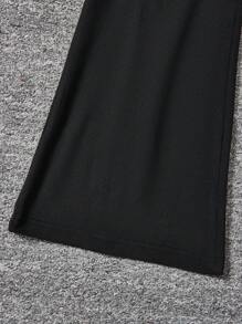 SHEIN Tween Girl Christmas Casual Versatile Mid-Length Warm Flannel Long Sleeve Coat With Belt & Flare Pants, Suitable For Autumn/Winter, Suitable For School, Vacation, For Gift