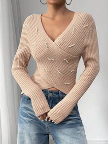 Calvaya Jersey de punto estructurado de unicolor elegante con perlas