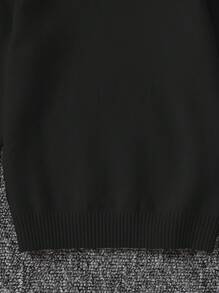 SHEIN 兒童 1件 小男孩休閒舒適純色百搭寬鬆高領秋季毛衣，可作為內搭或外套穿著 - 黑色 - 查看 5