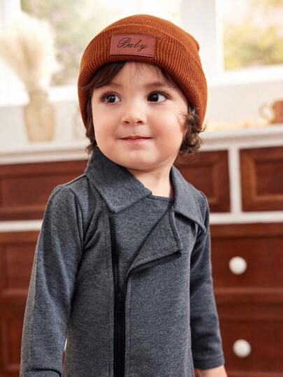 SHEIN Conjunto de chaqueta y pantalones de punto grueso y cálido, de estilo de calle alta, para niño bebé, nuevo otoño/invierno 2024, para uso al aire libre, ropa de otoño