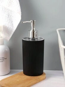 1PC/2PCS Striped Acrylic Soap Dispenser - Luxury Pump Bottle For Hand Soap & Shower Gel, Refillable Bathroom Decor - Black - View 3