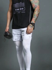 Manfinity Sport Corelite Pantaloni cargo da uomo aderenti con cintura elastica e coulisse, in stile boyfriend, stampa mimetica