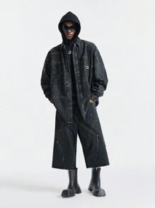 NEON BLANC 男式牛仔布磨边 7 英寸内缝短裤 - 黑色 - 查看 1