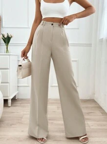 SHEIN Pantalon De Costume Unicolore À Poche Ample