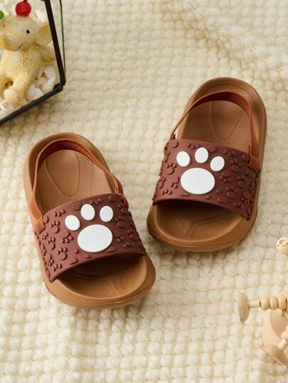 1 Pair Toddler Boys' Comfortable Fashionable Casual Cartoon EVA Non-Slip Durable Cute Paw Design Sandals, Suitable For Spring/Summer