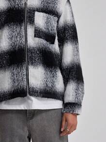 Musero Men Brushed Flannel Zip Up Jacket - Multicolor - View 5