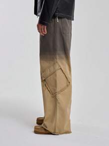 Musero Mens Dipped Acid Wash Wide Leg Jeans Slanted Cargo Style Trouser Bottoms Denim Pants SPRING SUMMER Essentials - Multicolor - View 3