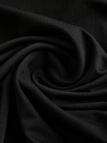 SHEIN Tween Mädchen Lässig Elegant einfarbiges asymmetrisches Schulter gerafftes eng anliegendes Mini-Kleid mit Puffärmeln, geeignet für den Arbeitsweg, Partys, schwarzes Kleid für Tween Mädchen, passend für Weihnachten, Neujahr, Geburtstagsfeiern, Geschwister-Outfits, Matching-Outfits