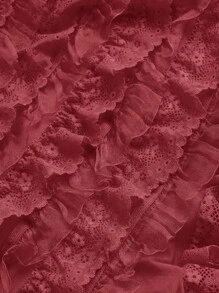 SHEIN ICON Ladies' Multi-Layer Frill Hem Low-Rise Y2K Concert Going Out White Ruffle Shorts - Burgundy - View 4