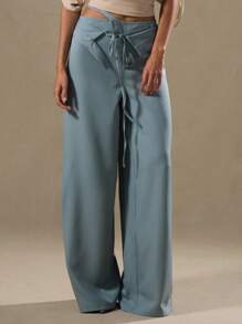 MUSERA Strik taille vouw over op maat gemaakte broek lente zomer