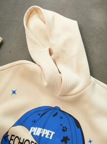 Manfinity Streetrush Sudadera con capucha con estampado gráfico para hombre, uso casual de todos los días, ropa de calle, sudadera con capucha de manga larga con gráfico, regalo para amigos, esposo, novio