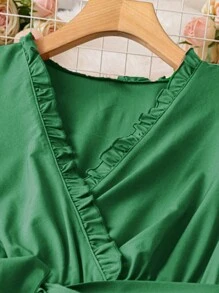 SHEIN Clasi Minimalist Solid Color Ruched Hem Short Sleeve Casual Dress Maxi Women Outfit