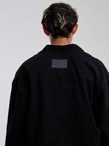 Musero Áo khoác denim Trucker cỡ lớn cho nam - màu đen - Xem 5
