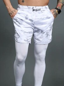 Manfinity Sport Corelite Pantaloni cargo da uomo aderenti con cintura elastica e coulisse, in stile boyfriend, stampa mimetica