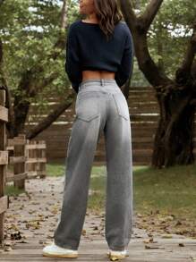 LanaWest Women's Straight Leg Loose Fit Casual Pockets Denim Jeans