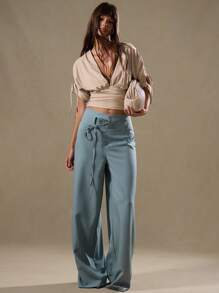 MUSERA Parte superior con escote en uve y cintura ceñida, para primavera y verano, con tonos desdibujados, ideal para festivales