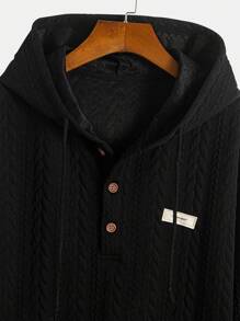 Manfinity Homme 1 Stück Herren Lässige Kapuzen Sweatshirt mit Tunnelzug, Herbst/Winter, Grafik Sweatshirt, Herbst Herrenkleidung - Schwarz - Übersicht 6