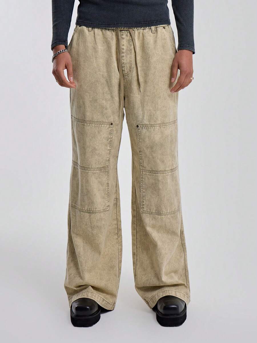 Musero 抽绳腰带宽松阔腿拼接牛仔裤 春夏必备 - 彩色 - 查看 1