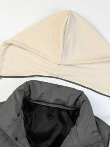 Manfinity Homme 1pc Men Loose Fit Drawstring Hooded Padded Coat, Men Winter Jacket, Men Outerwear - Dark Grey - View 2