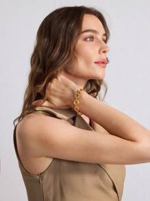 MOTF PREMIUM 18K 镀金编织圆形扣手链