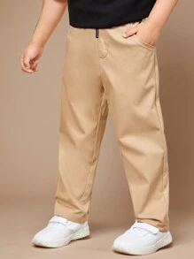 SHEIN Young Boy Solid Color Straight Leg Woven Pants