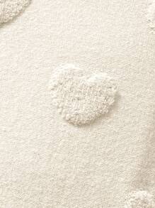 Tween Girl Jacquard Heart Pattern Loose Fit Casual Midi Dress For Early Winter, Versatile Layering Piece