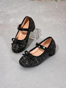 1 Pair Versatile Thick Mary Jane High Heel Dress Shoes For Girls, Suitable For All Seasons - Black - View 2