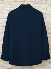 Manfinity Hypemode 1 件男士休闲纯色长袖衬衫，适合秋季穿着