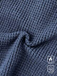 Claim Dot Men's Solid Color Front Zip Long Sleeve Minimal Casual Cardigan Going Out Drop Shoulder Plain Chunky Cardigan Casual Blue Cardigan, For Husband, Boyfriend Gifts