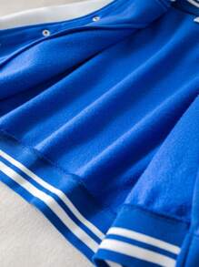 Kleine Jungen Lässig weite bequeme vielseitige süße Cartoon Löwen Muster Kontrastärmel Baseball Jacke, geeignet für Herbst und Winter - Blau - Übersicht 9