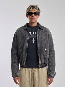Musero Men Acid Wash Oversized Trucker Jacket - Multicolor - View 1