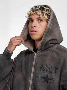 Musero Men Distressed Zip Up Hooded Sweatshirt - Multicolor - View 4