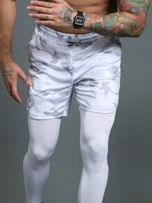 Manfinity Sport Corelite Pantaloni cargo da uomo aderenti con cintura elastica e coulisse, in stile boyfriend, stampa mimetica
