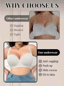 1 件加大码无缝光滑带衬垫钢圈无线舒适文胸，日常休闲穿着，提升